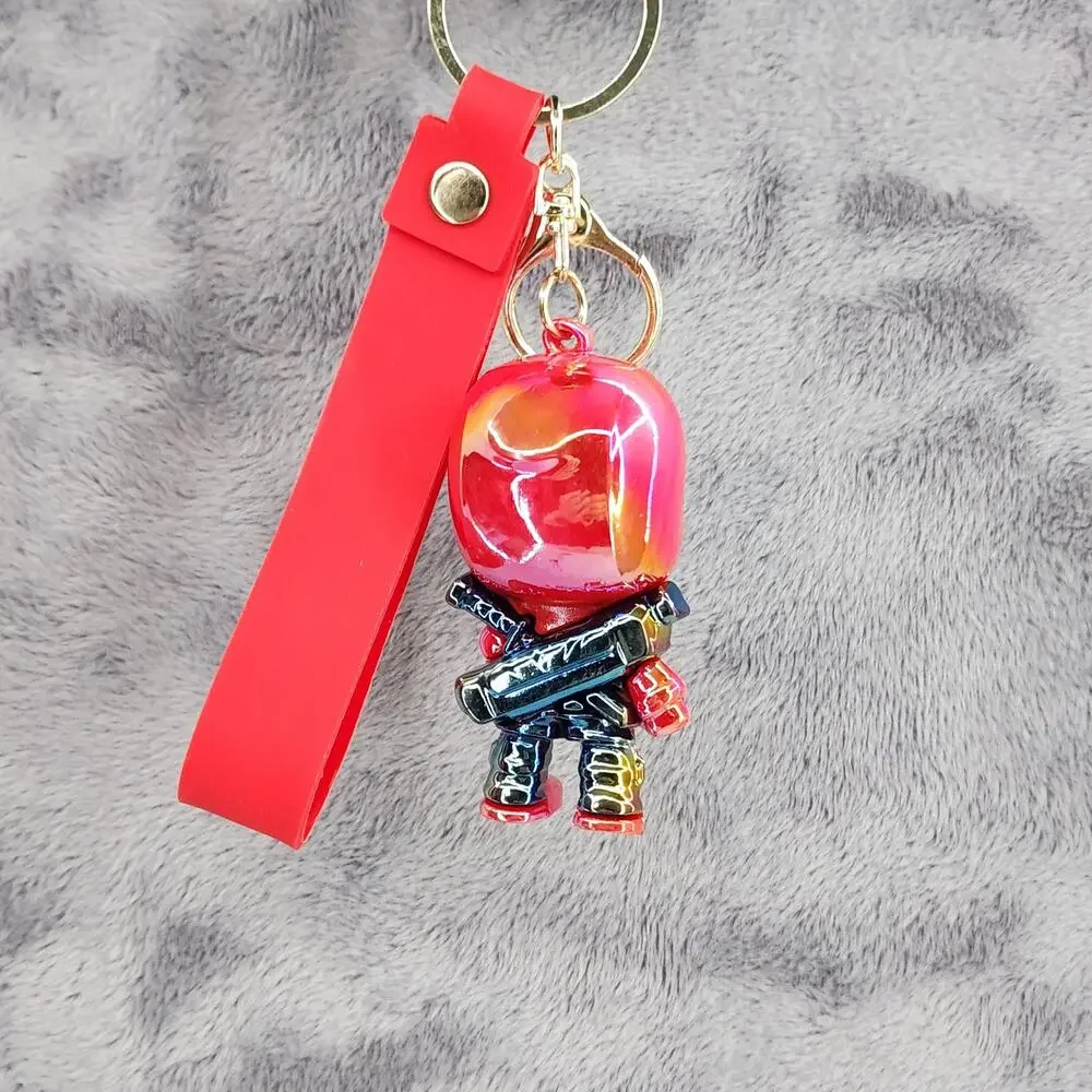 NEW Deadpool Marvel Figure Keychain & Strap - Metallic Shiny Avengers Superhero